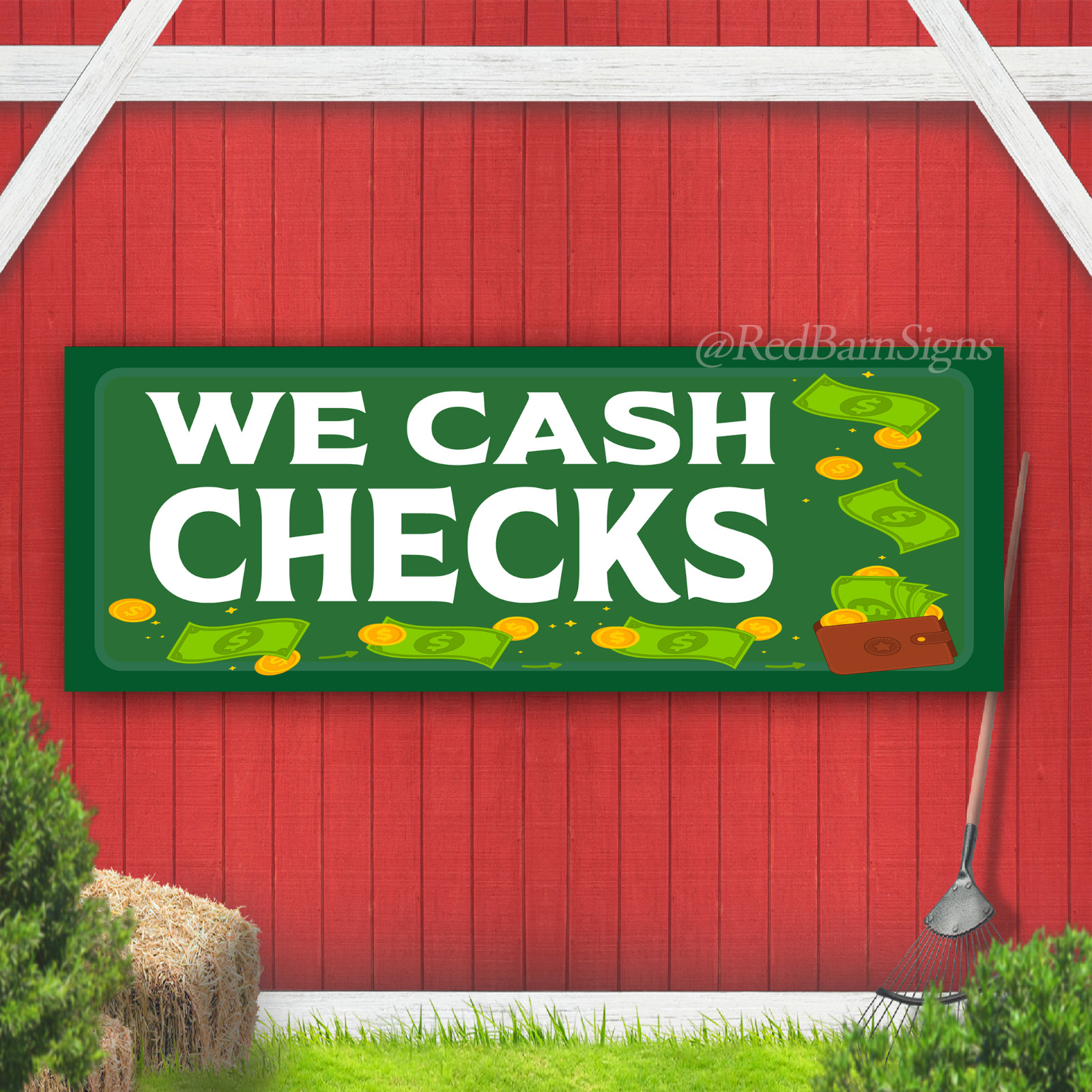We Cash Checks Indoor Outdoor Vinyl Banner Design