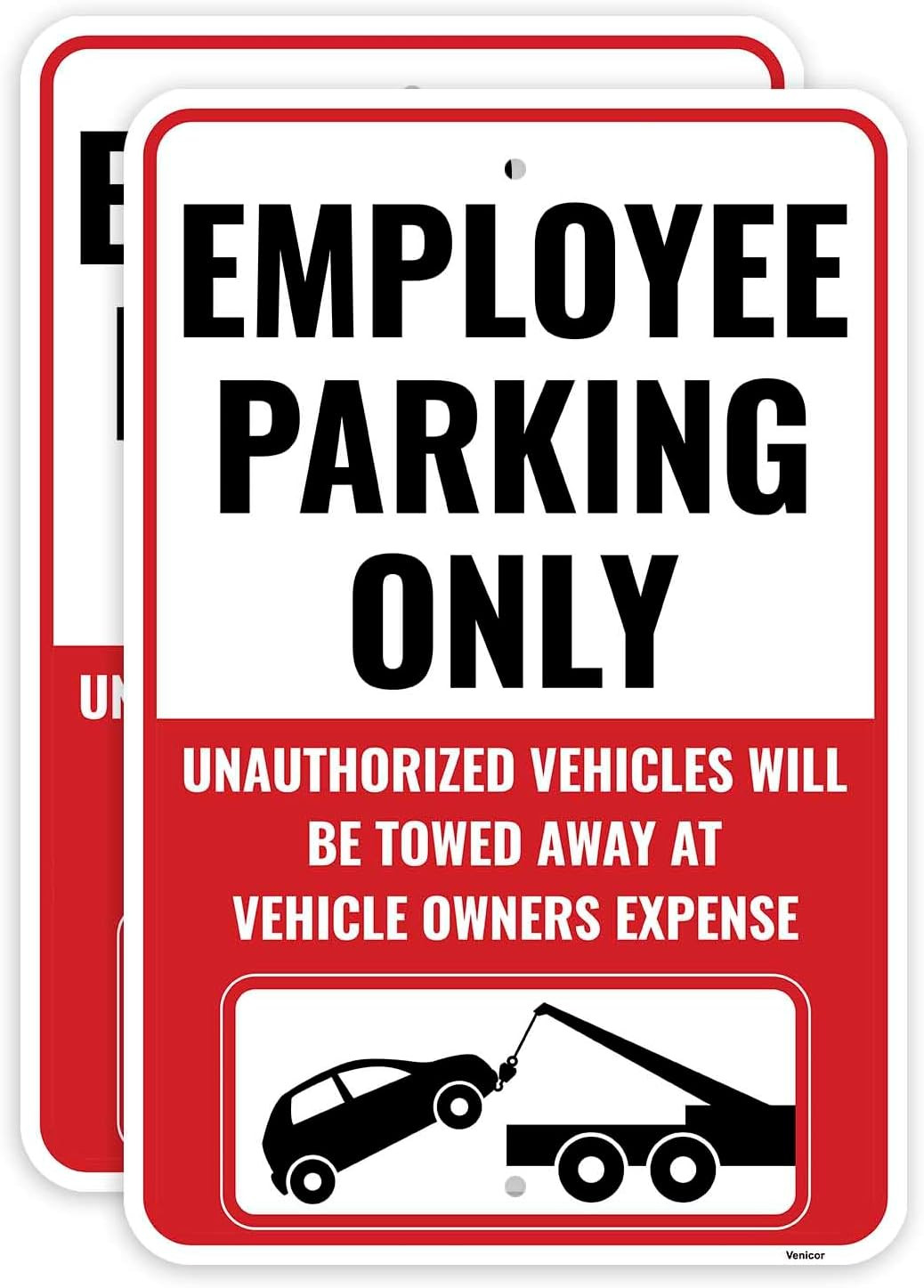 2PC Employee Parking Sign, 18 X 12 Inches – Aluminum – Staff Parking Only Sign
