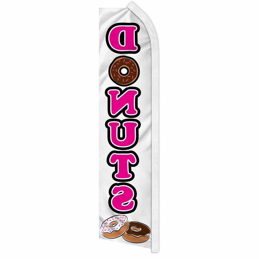 “DONUTS” advertising super flag swooper banner business sign croissant bagel wht
