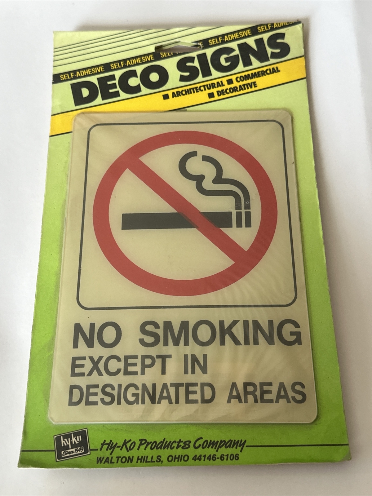 HY-KO Products No Smoking Deco Sign 5″ X 7″ Plastic Commercial