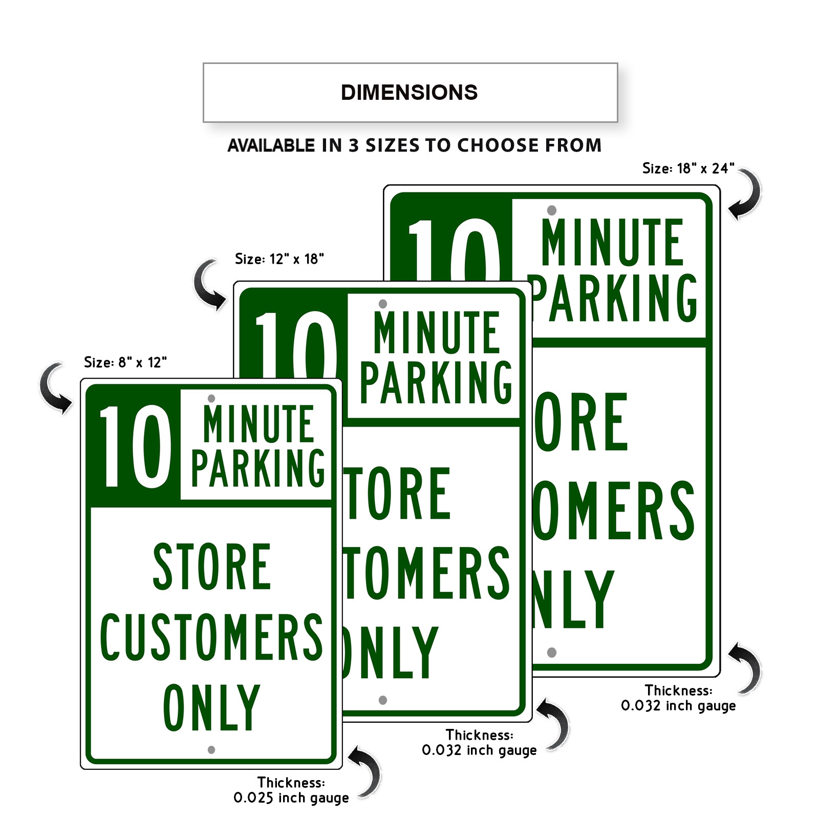 10 Minute Parking Store Customers Only Reserved Parking Lot Decor Aluminum Sign