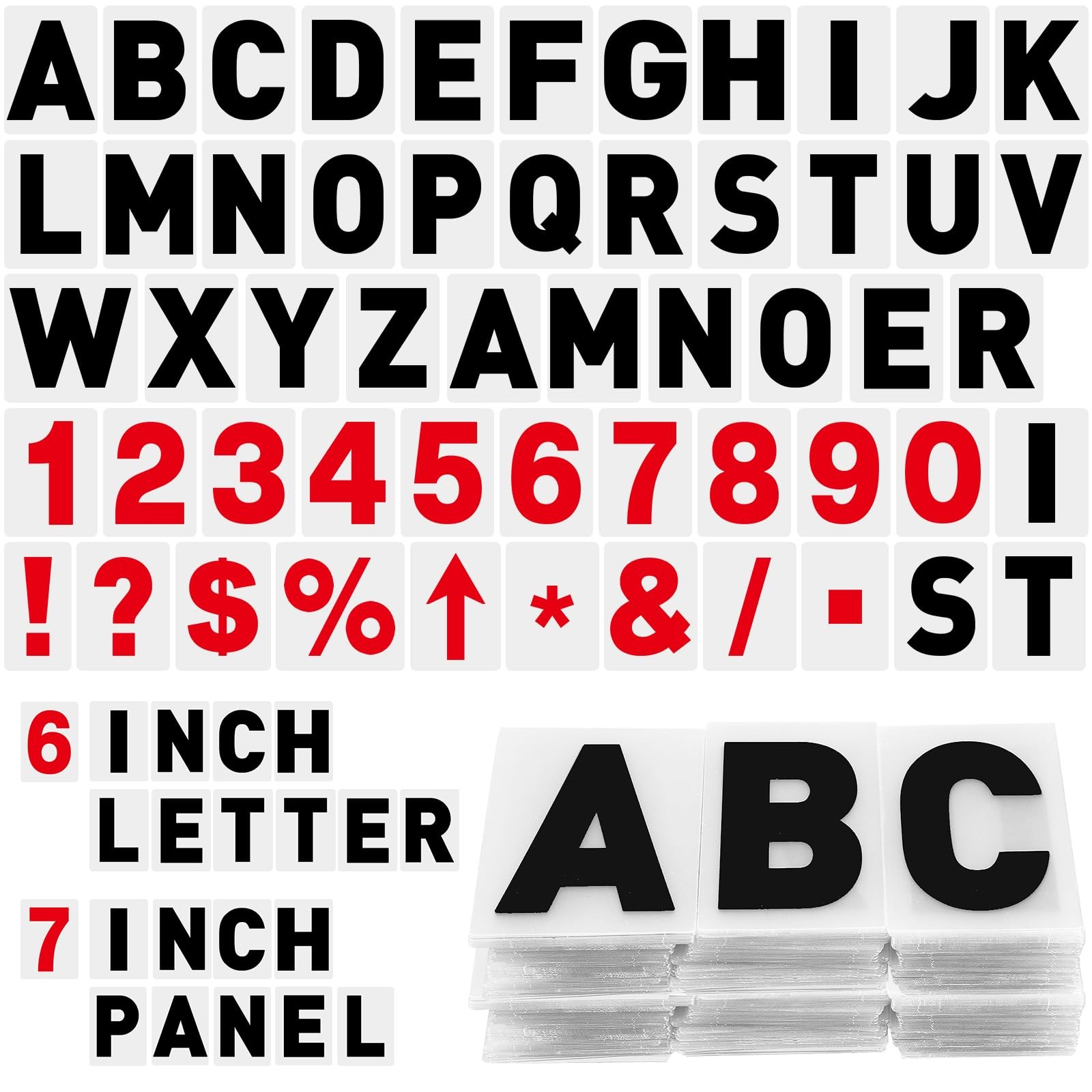 300 Pcs Changeable Marquee Letters & Numbers for Outdoor Sign Board 6” 7