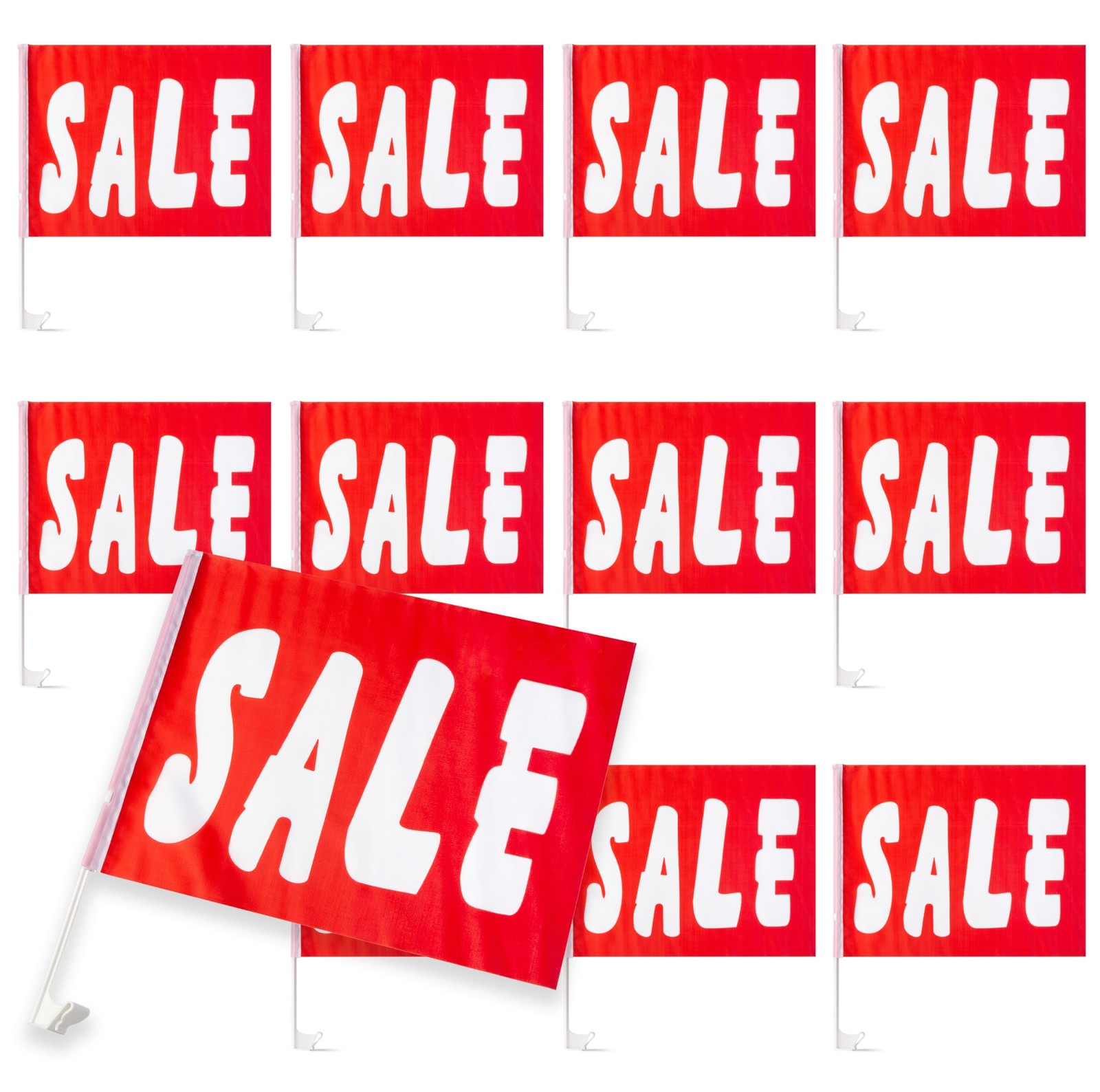Car Window Sale Flags for Dealerships 12×16 Inch Red Sale Clip On Window Flag