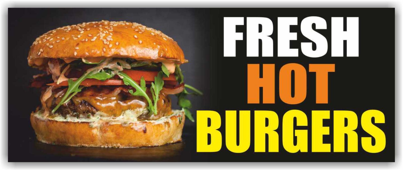 FRESH HOT BURGERS Advertising Banner Vinyl Mesh Sign Fast Food Hamburger sub bar