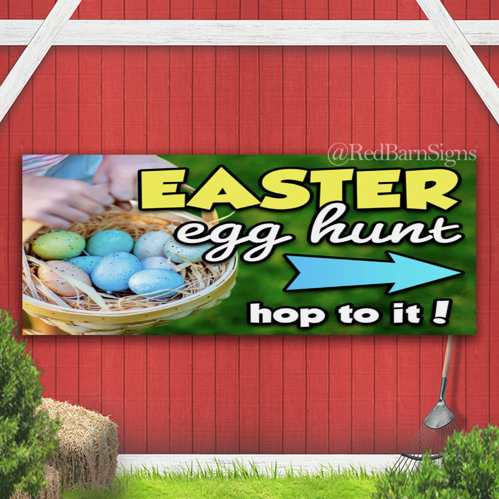 Easter Egg Hunt Vinyl Banner Sign with Metal Grommets Heavy-Duty Single-Sided