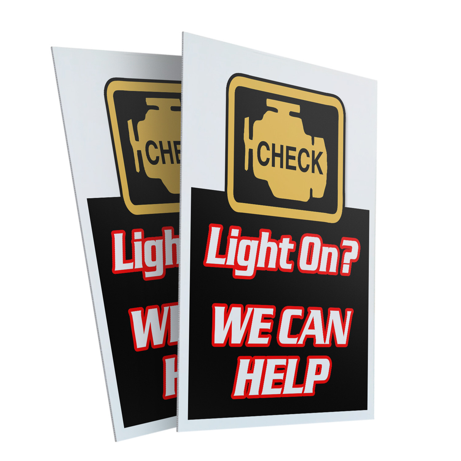 Check Engine Light 24″ x 36″ 2 Pack Of Store Sign Plastic Or Decal