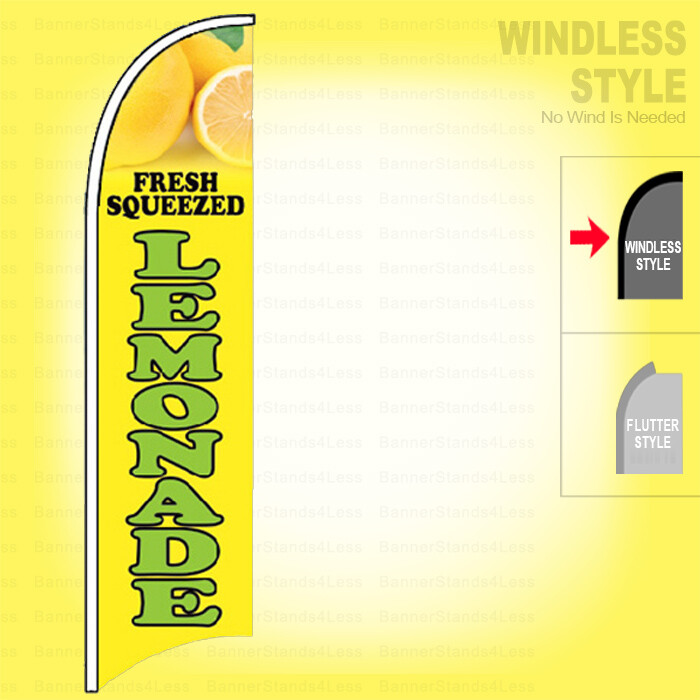 FRESH SQUEEZED LEMONADE Windless Swooper Flag 2.5×11.5 ft Feather Banner Sign yb