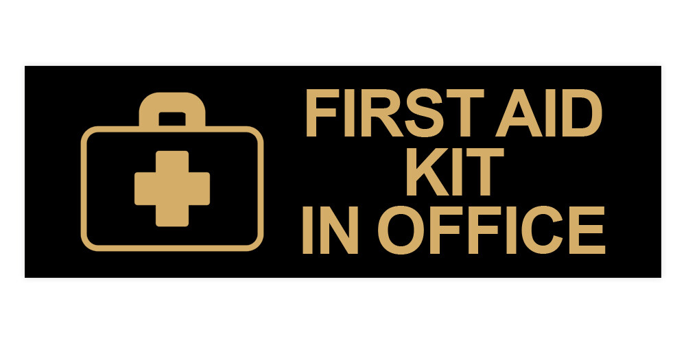Basic First Aid Kit In Office Wall or Door Sign