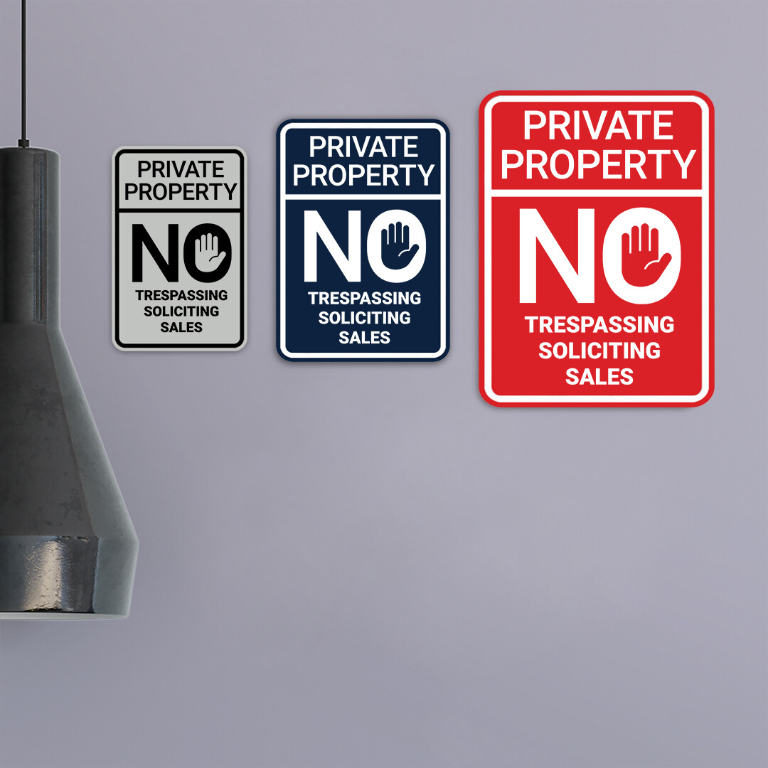 Portrait Round Private Property No Trespassing No Soliciting No Sales Wall Sign