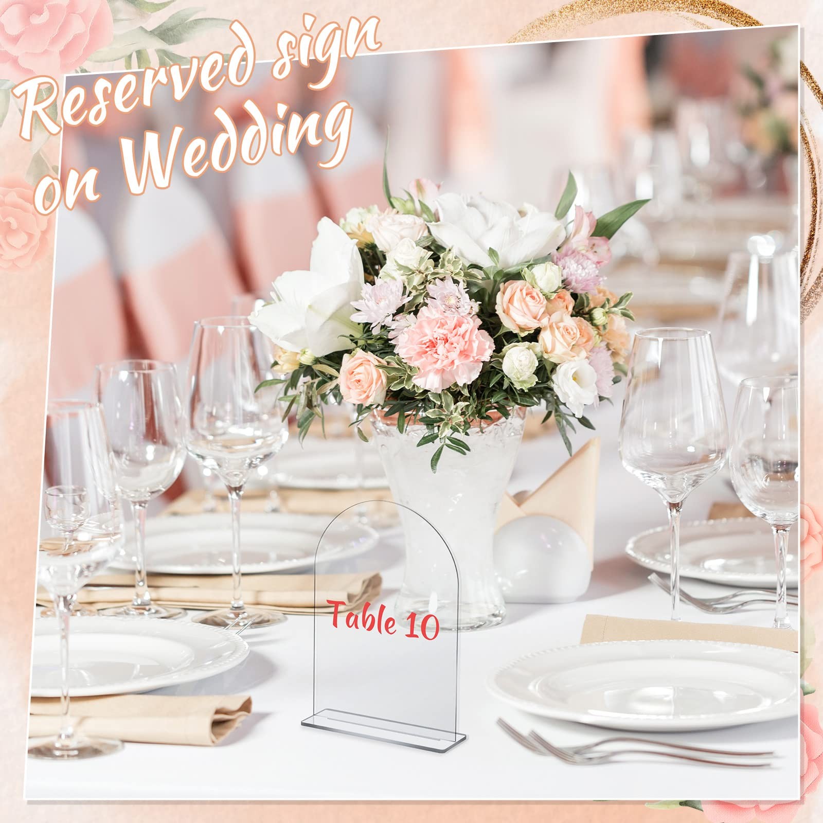 10 PCS 5×7 Inch Clear Acrylic Arch Sign Blank DIY Table Number With Stand