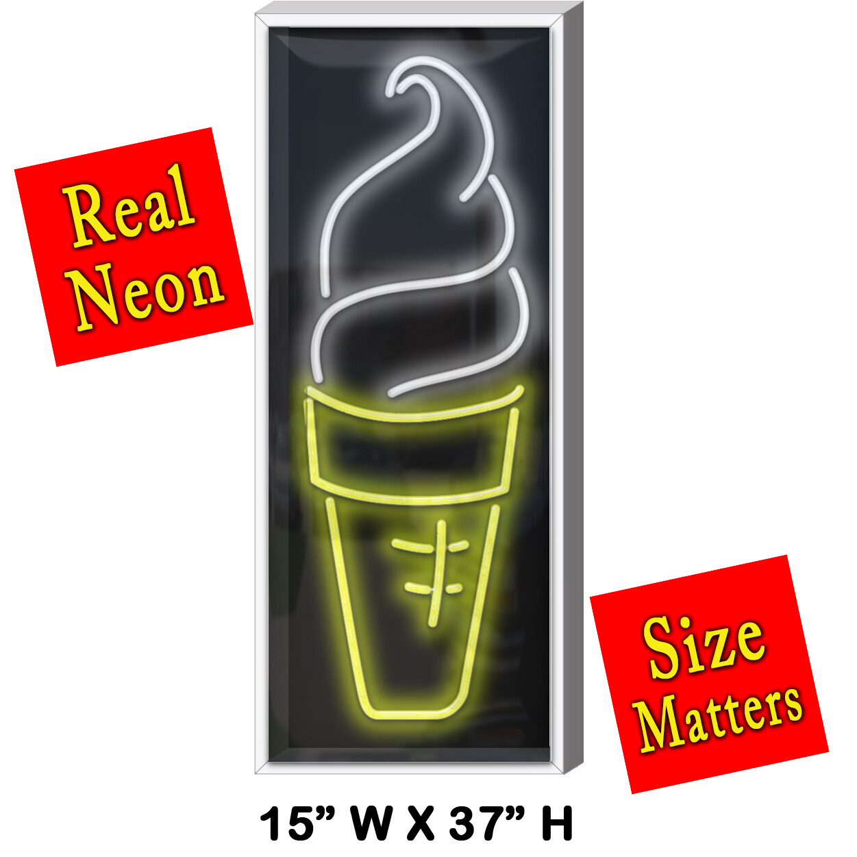 Outdoor Ice Cream Open Neon Sign Jantec 15″ x 37″ Snack Summer Frozen Shop