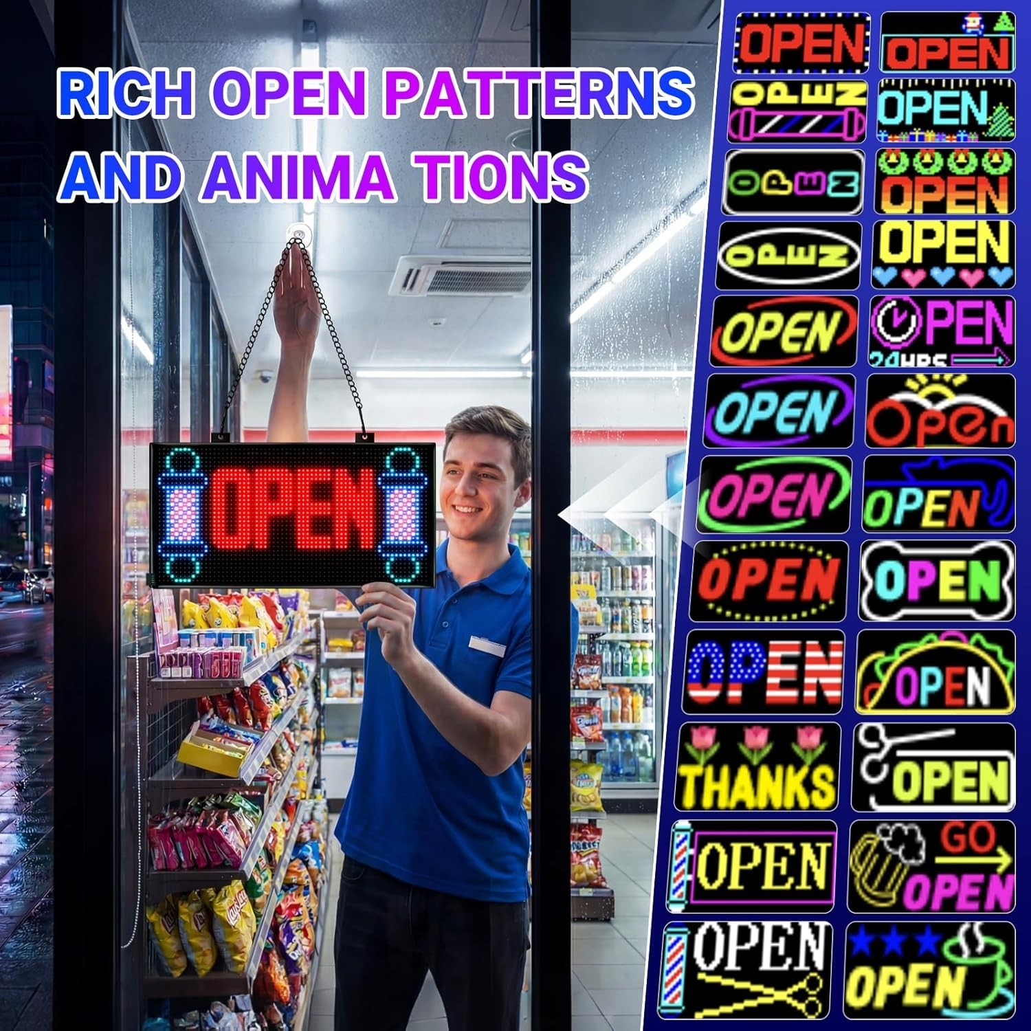 Multicolor Dual Row LED Open Sign 13″x8″ – Eye-Catching Business Display