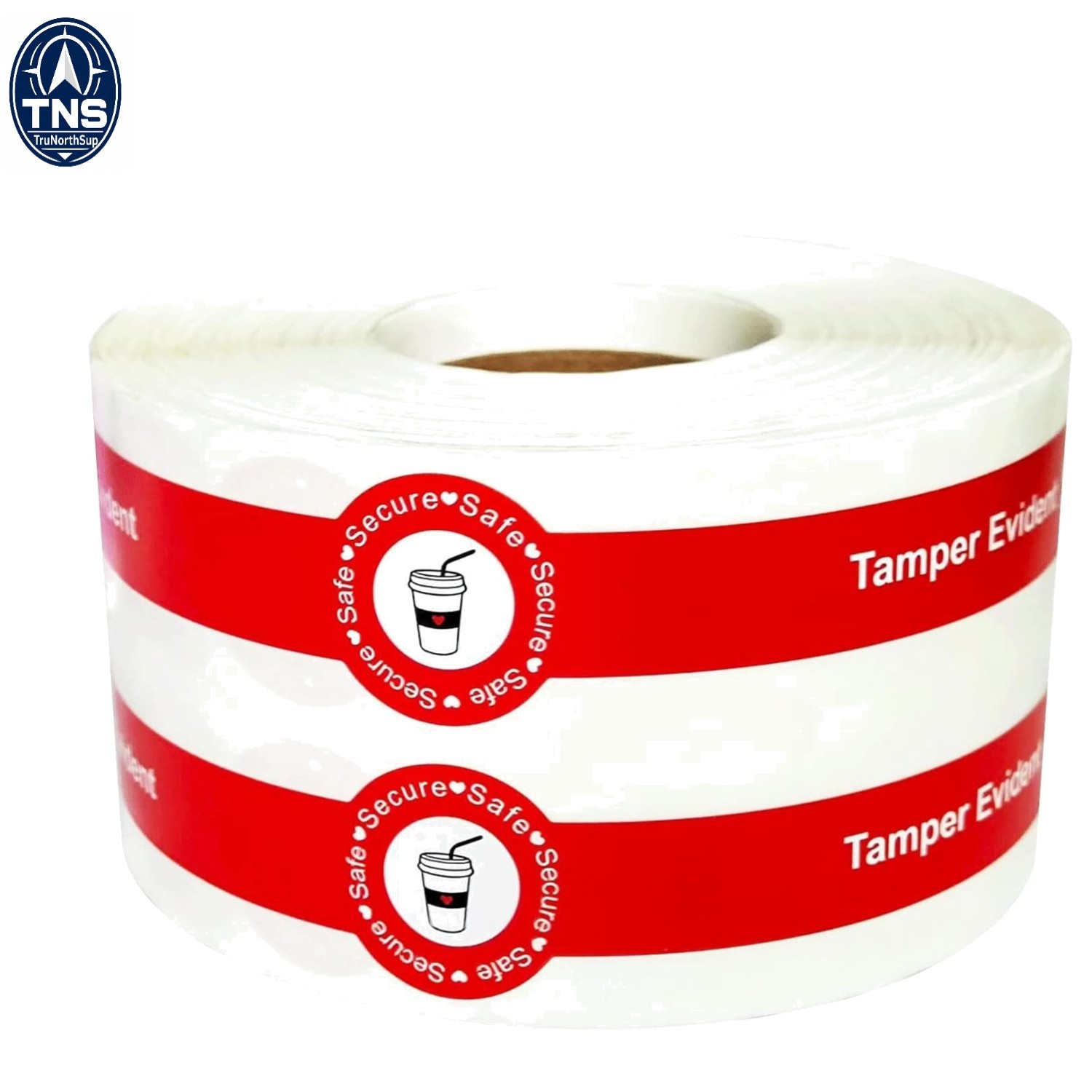 Tamper Evident Stickers for Drink Lids Food Delivery 500 Red Waterproof Vinyl