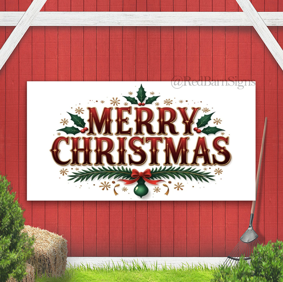 Merry Christmas Winter Outdoor Farmhouse Decorations indoor outdoor banner sign