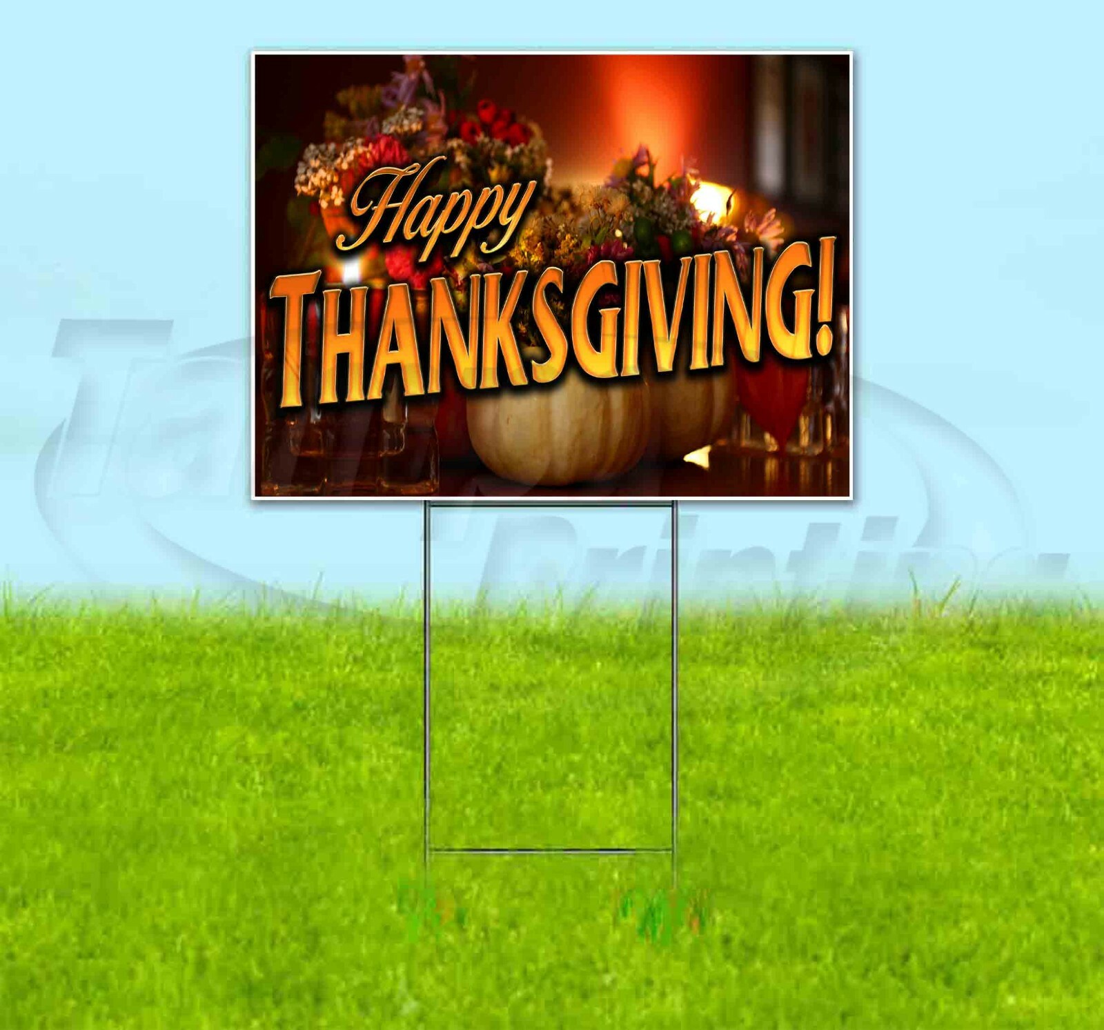 HAPPY THANKSGIVING 18×24 Yard Sign Corrugated Plastic Bandit Lawn Business FALL