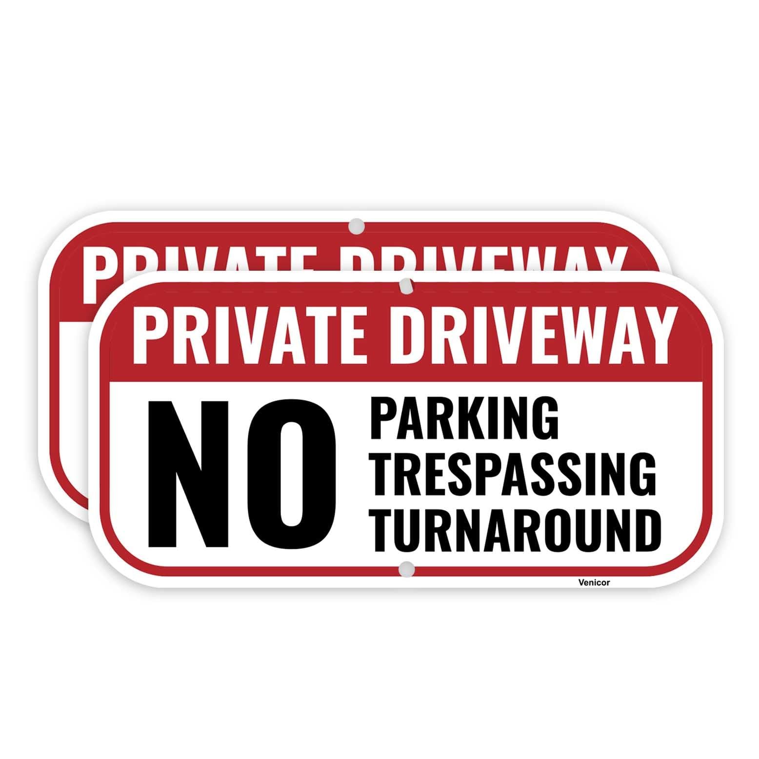 2 Pack 12×6 Inch Private Driveway Sign Aluminum Rust Free Signs for Wall Fence