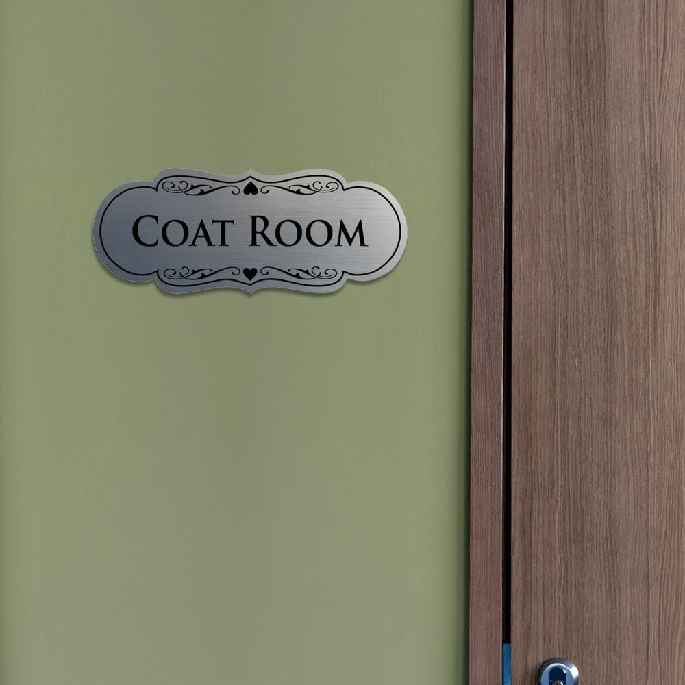 Designer Coat Room Sign Brushed Gold Large Door Wall Office Marker Plaque