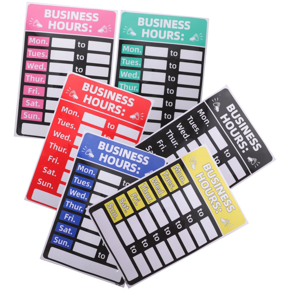 PVC Reusable Business Hours Sign Sticker Adhesive Opening Hours for Shop Decor