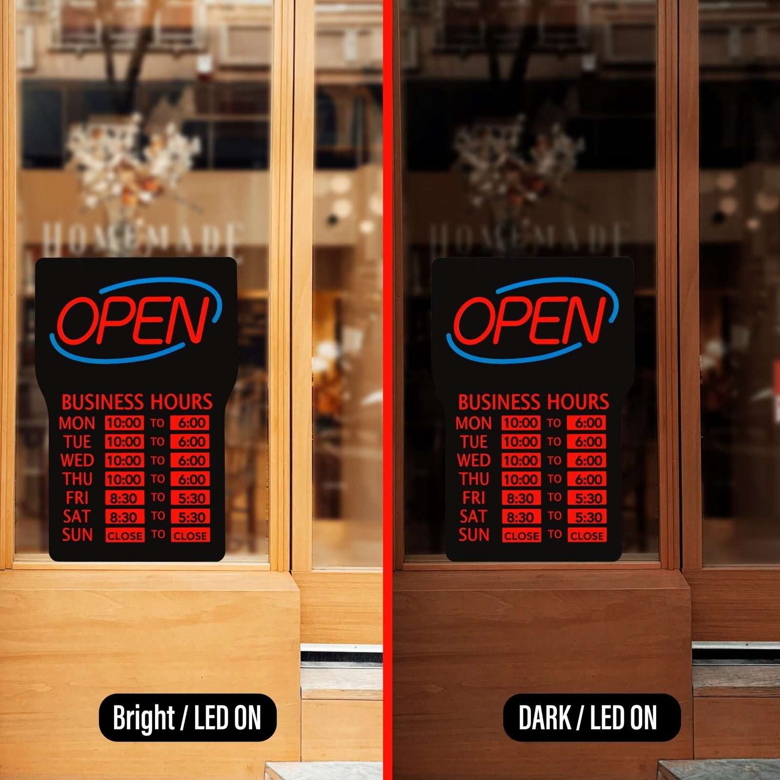 [LITE DELIGHT] LED Open Sign with Business Hours Stickers (Includes Chain&Hooks)