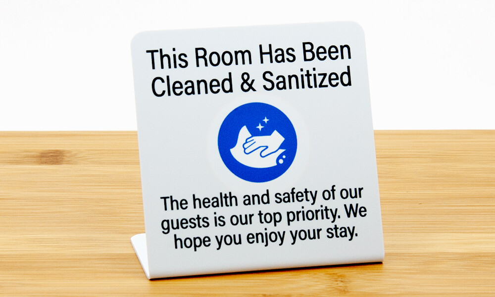 This Room Has Been Cleaned & Sanitized Signs, Plastic, 108pk, Free Shipping