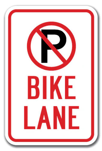 No Parking Bike Lane w/ ”P” No Parking symbol Sign 12″x18″ Hvy Gauge Alum Sign