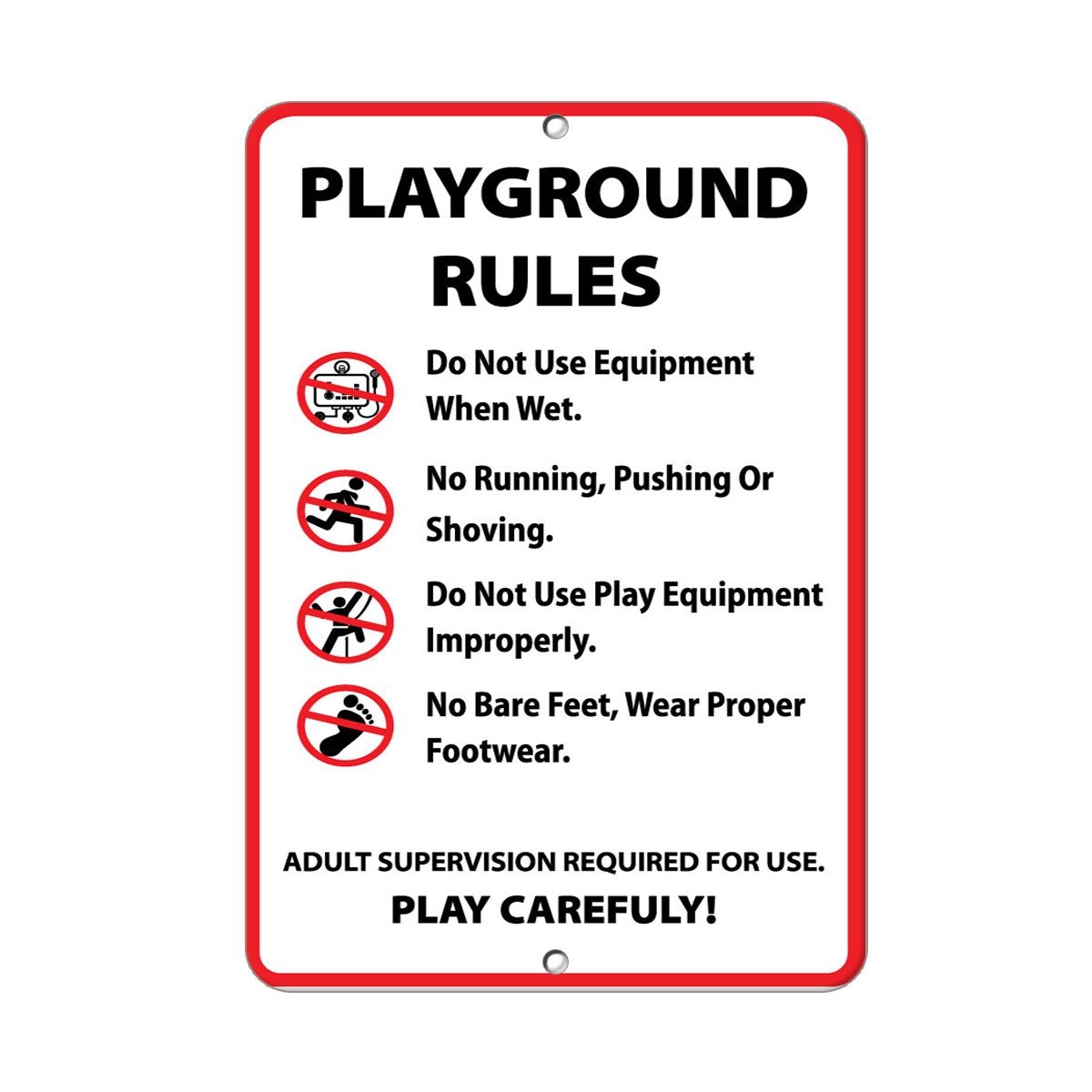 1 PCS 12×18 Inch Aluminum Vertical Metal Sign Playground Rules Weatherproof